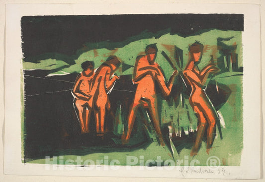 Art Print : Ernst Ludwig Kirchner - Bathers Throwing Reeds : Vintage Wall Art