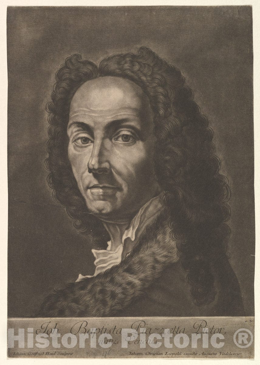 Art Print : Johann Gottfried Haid - Portrait of Giovanni Battista Piazzetta : Vintage Wall Art