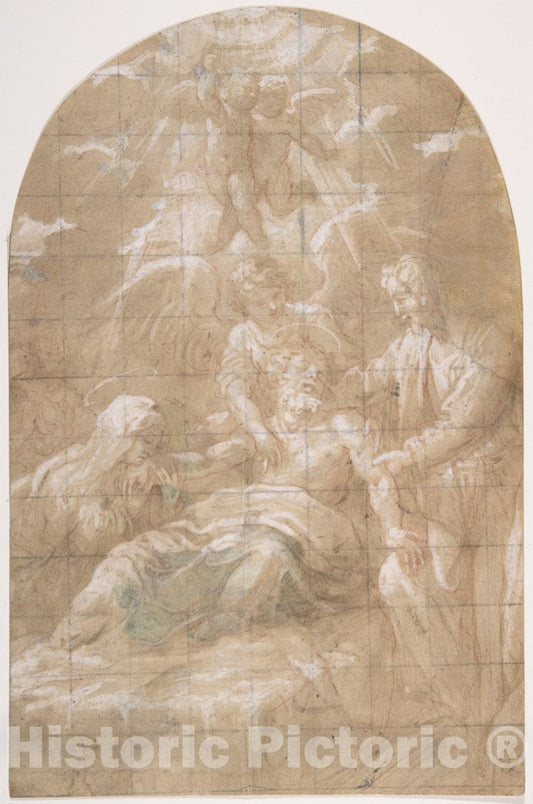 Art Print : Italian, Emilian (Parmese), 17th Century - Death of Saint Joseph : Vintage Wall Art