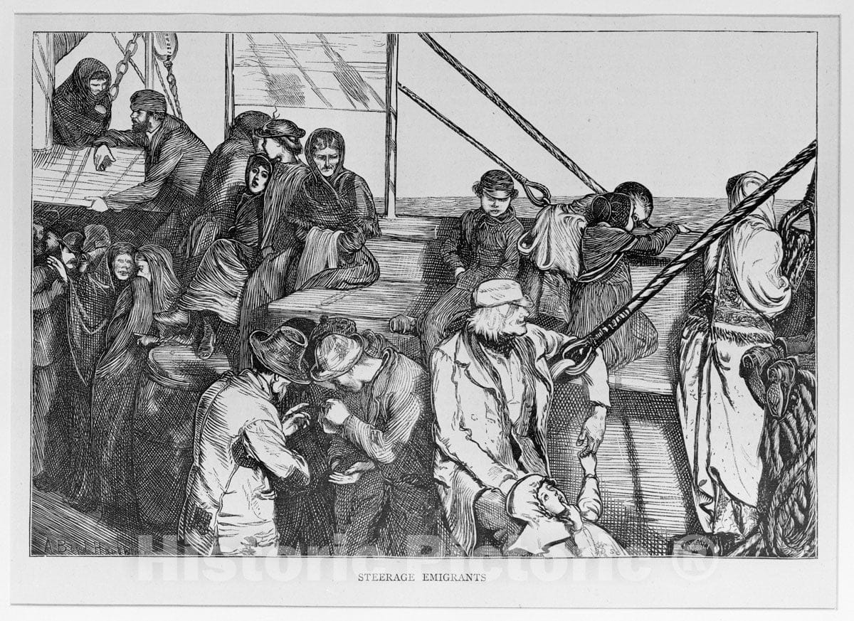 Art Print : Arthur Boyd Houghton - Steerage Emigrants (The Graphic) : Vintage Wall Art