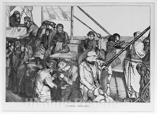 Art Print : Arthur Boyd Houghton - Steerage Emigrants (The Graphic) : Vintage Wall Art