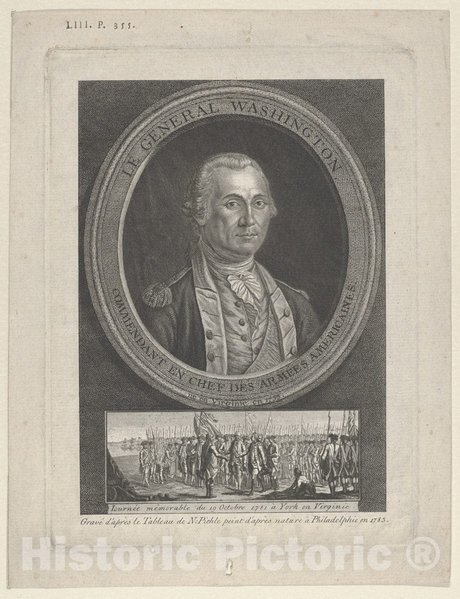Art Print : Charles Willson Peale - Le Général Washington, Commendant en Chef des Amées Americaines, né en Virginie en 1733 : Vintage Wall Art