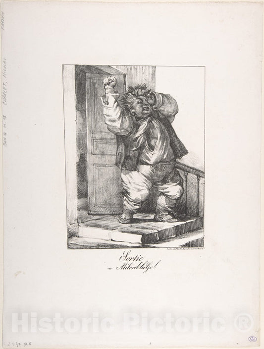 Art Print : Nicolas-Toussaint Charlet - Exit, or Lord The Gob (Sortie, ou Milord-la Gob) : Vintage Wall Art