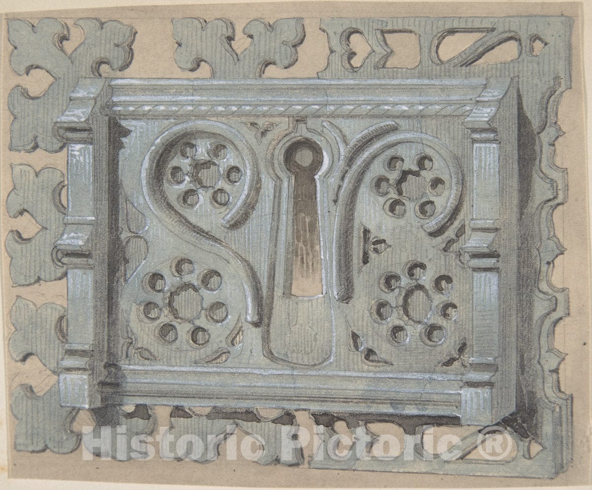 Art Print : British, 19th Century - Metal Keyplate for Church : Vintage Wall Art