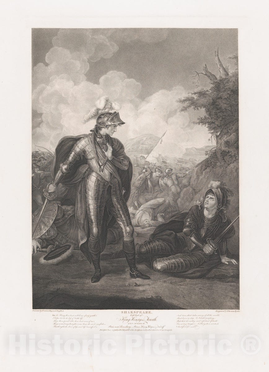 Art Print : Thomas Ryder I - Prince Henry, Hotspur and Falstaff (Shakespeare, King Henry IV, Part 1, Act 5, Scene 4) : Vintage Wall Art