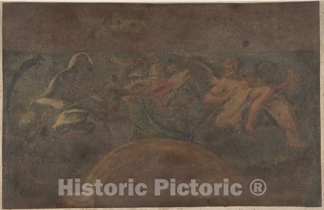 Art Print : Italian, First Half of The 18th Century - Allegorical Figures of Time and Death : Vintage Wall Art
