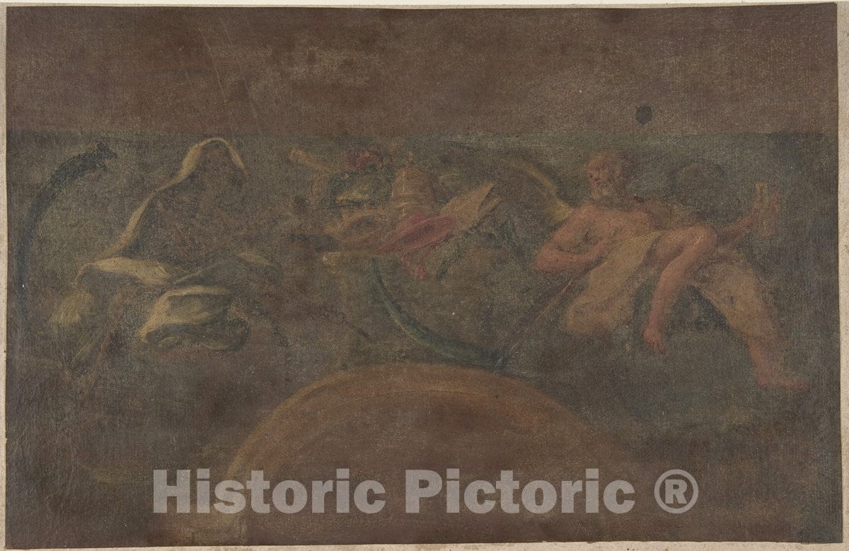 Art Print : Italian, First Half of The 18th Century - Allegorical Figures of Time and Death : Vintage Wall Art