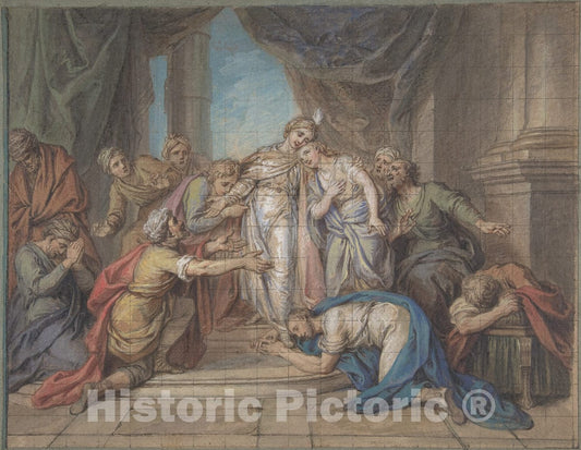 Art Print : Charles Antoine Coypel - Joseph Recognized by his Brothers : Vintage Wall Art