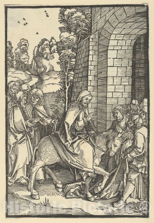 Art Print : Hans Schäufelein - The Entry into Jerusalem, from Speculum passionis Domini Nostri Ihesu Christi : Vintage Wall Art