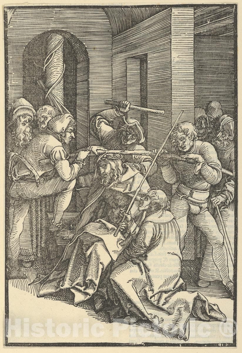 Art Print : Hans Schäufelein - Christ Crowned with Thorns, from Speculum passionis Domini Nostri Ihesu Christi : Vintage Wall Art
