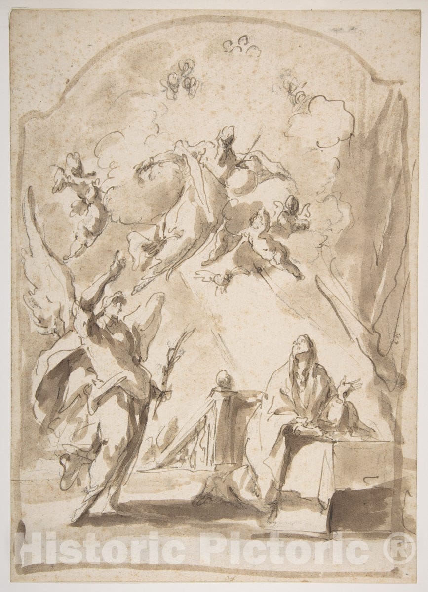 Art Print : Giovanni Antonio Pellegrini - The Annunciation : Vintage Wall Art