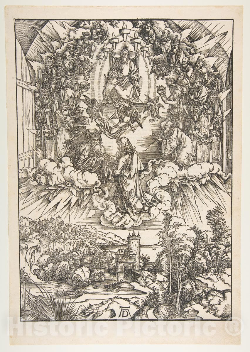 Art Print : Albrecht Dürer - Saint John Before God and The Elders, from The Apocalypse 3 : Vintage Wall Art