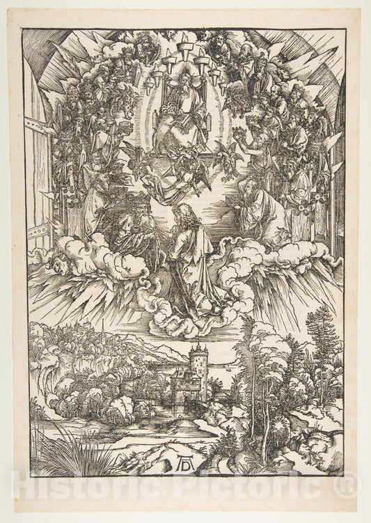 Art Print : Albrecht Dürer - Saint John Before God and The Elders, from The Apocalypse 3 : Vintage Wall Art