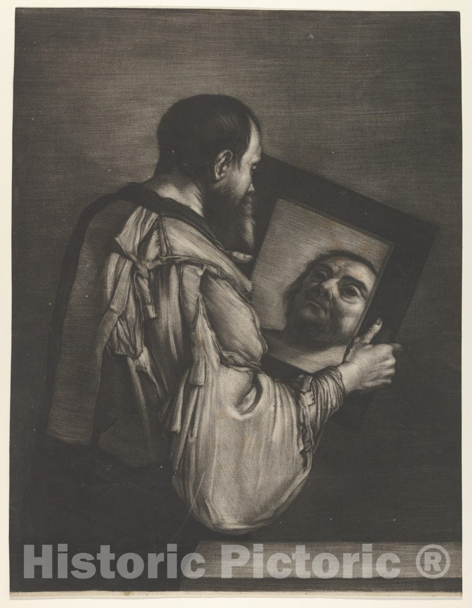 Art Print : Bernard Vaillant - Socrates Looking in a Mirror : Vintage Wall Art