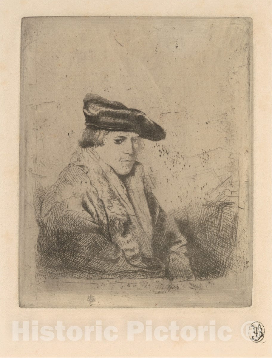Art Print : Edgar Degas - Young Man, Seated, in a Velvet Beret, After Rembrandt : Vintage Wall Art