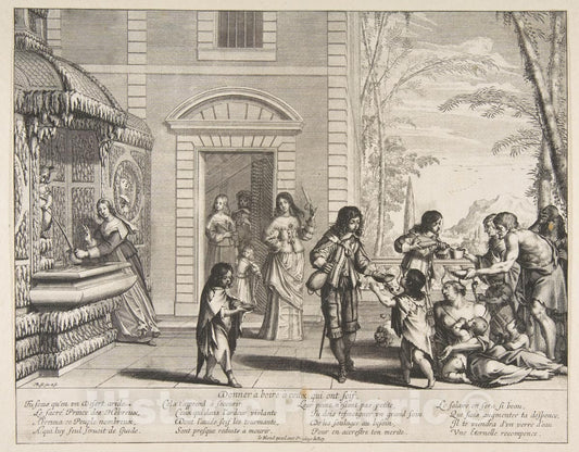 Art Print : Abraham Bosse - Giving Drink to The Thirsty (Donner à boire à ceux qui ONT soif) : Vintage Wall Art