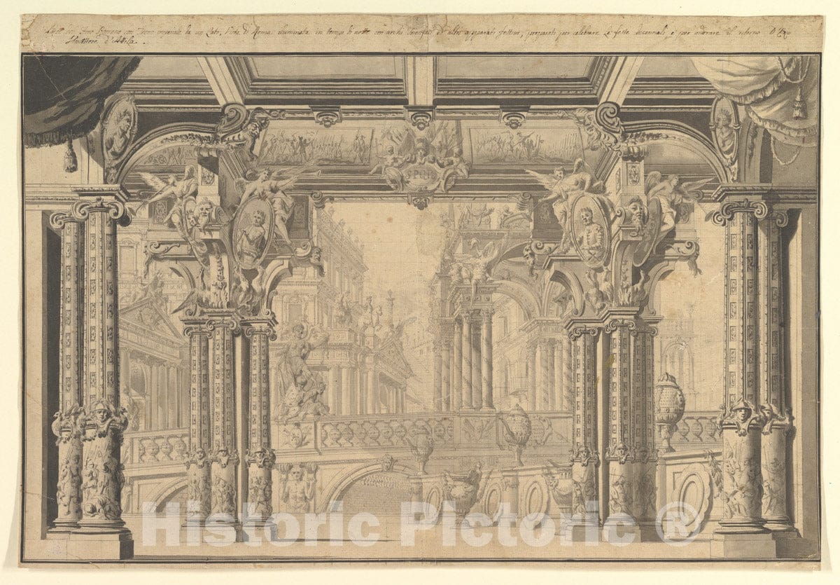 Art Print : Italian, 18th Century - Stage Set Design : Vintage Wall Art