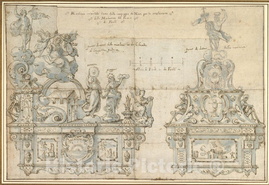 Art Print : Italian, Roman-Bolognese, 17th Century - Design for a Processional Float : Vintage Wall Art