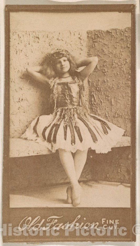Photo Print : Actress Leaning Against Wall with Hands Behind Head, Promoting Old Fashion Fine Cut Tobacco - Created: 1888–90 : Vintage Wall Art