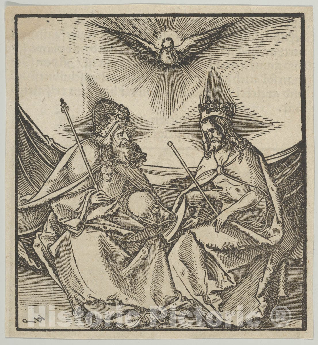 Art Print : Hans Schäufelein - The Holy Trinity, from Hymmelwagen auff dem, wer WOL lebt. : Vintage Wall Art