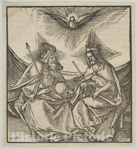 Art Print : Hans Schäufelein - The Holy Trinity, from Hymmelwagen auff dem, wer WOL lebt. : Vintage Wall Art