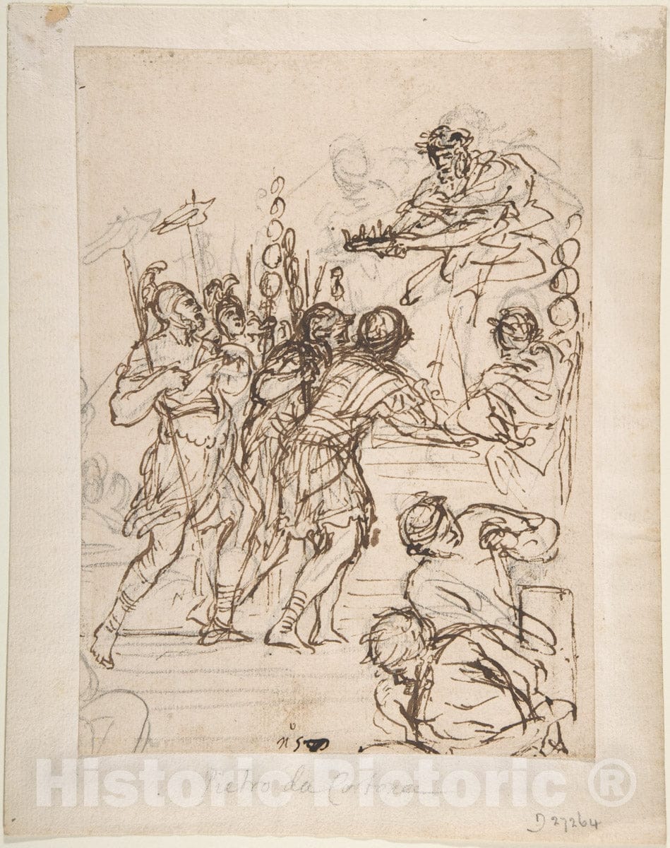 Art Print : Pietro da Cortona (Pietro Berrettini) - Study for The Age of Bronze 1 : Vintage Wall Art