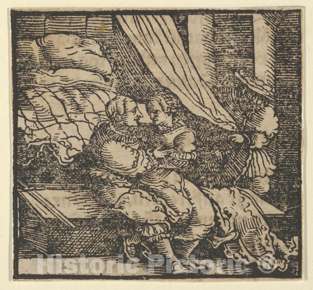 Art Print : Hans Schäufelein - Ghismonda, Guiscardo, and The Prince of Salerno, from The Decameron : Vintage Wall Art
