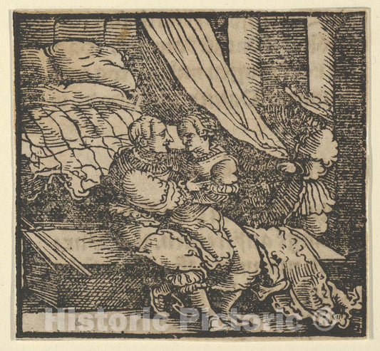 Art Print : Hans Schäufelein - Ghismonda, Guiscardo, and The Prince of Salerno, from The Decameron : Vintage Wall Art
