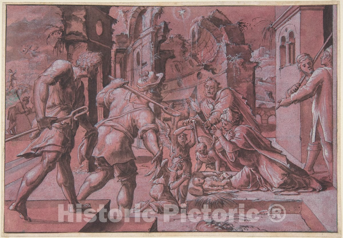 Art Print : Master of Liechtenstein - Adoration of The Shepherds 1 : Vintage Wall Art