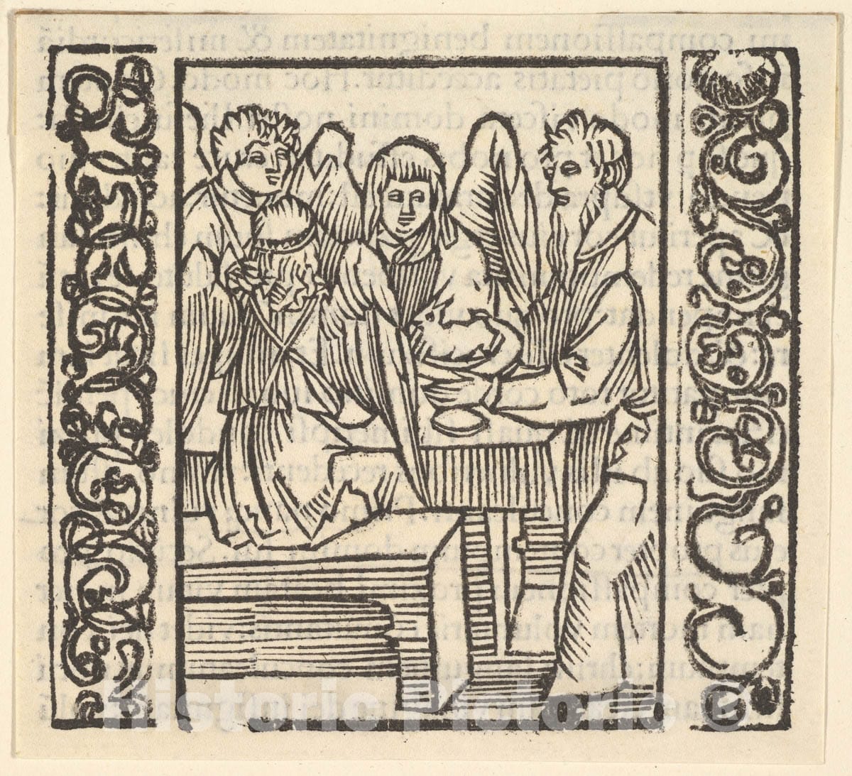 Art Print : Hans Baldung (Called Hans Baldung Grien) - Angels Served at a Table, Illustration from Speculum Passionis, 1507 : Vintage Wall Art