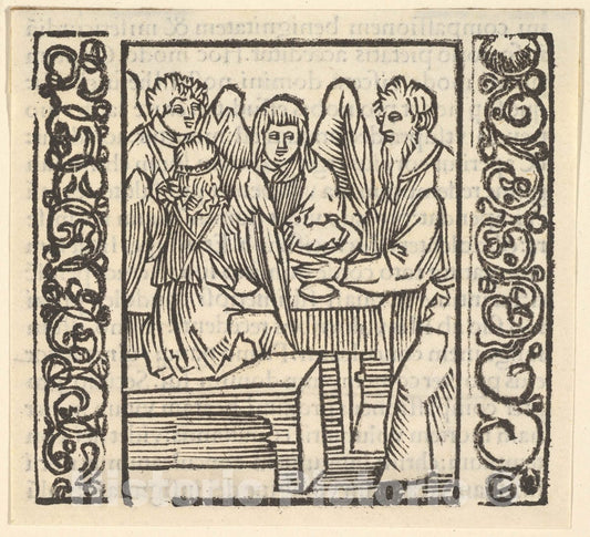 Art Print : Hans Baldung (Called Hans Baldung Grien) - Angels Served at a Table, Illustration from Speculum Passionis, 1507 : Vintage Wall Art
