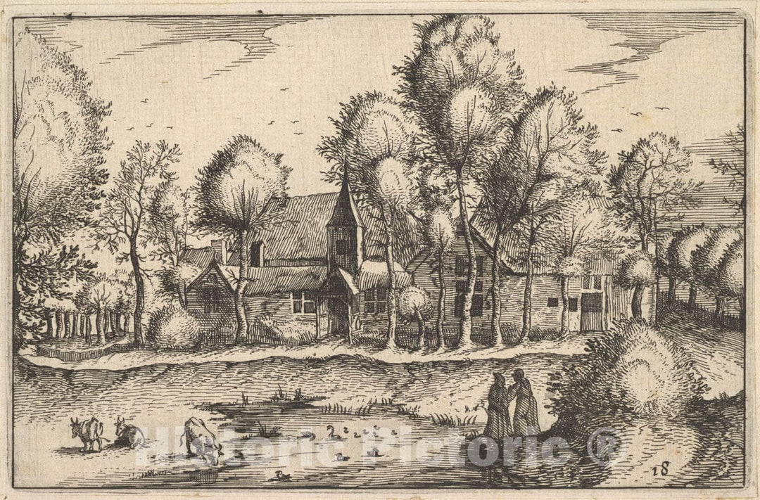 Art Print : Claes Jansz. Visscher - A Pond from Regiunculae et Villae Aliquot Ducatus Brabantiae : Vintage Wall Art