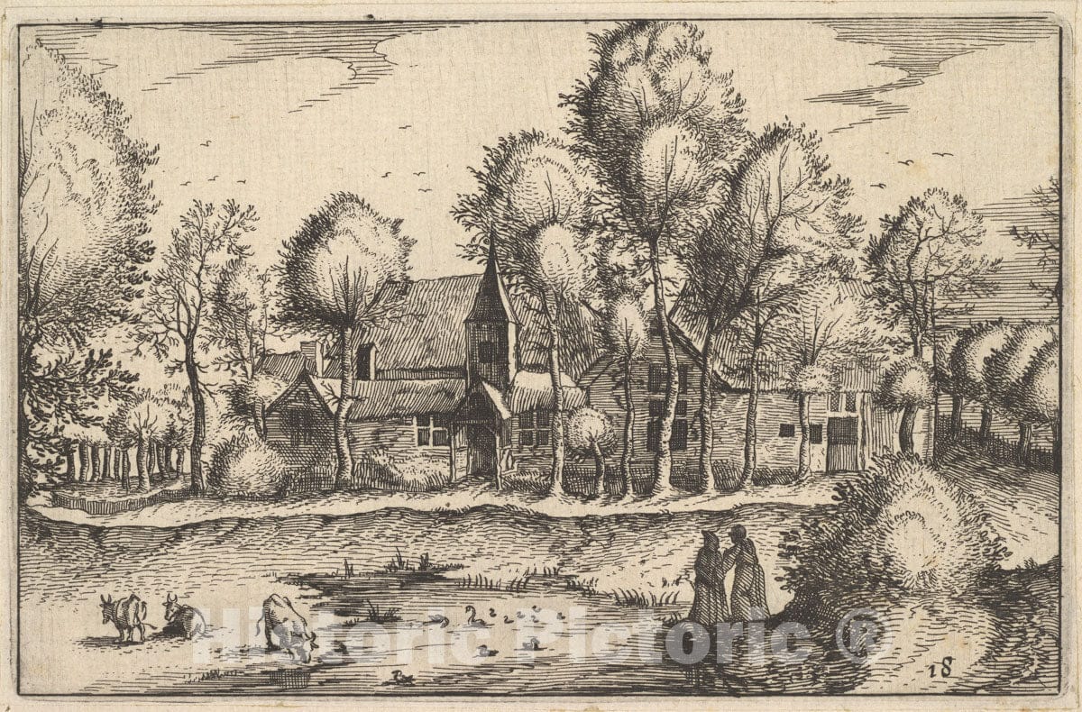 Art Print : Claes Jansz. Visscher - A Pond from Regiunculae et Villae Aliquot Ducatus Brabantiae : Vintage Wall Art