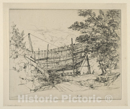 Art Print : Ernest Haskell - Ship Building : Vintage Wall Art