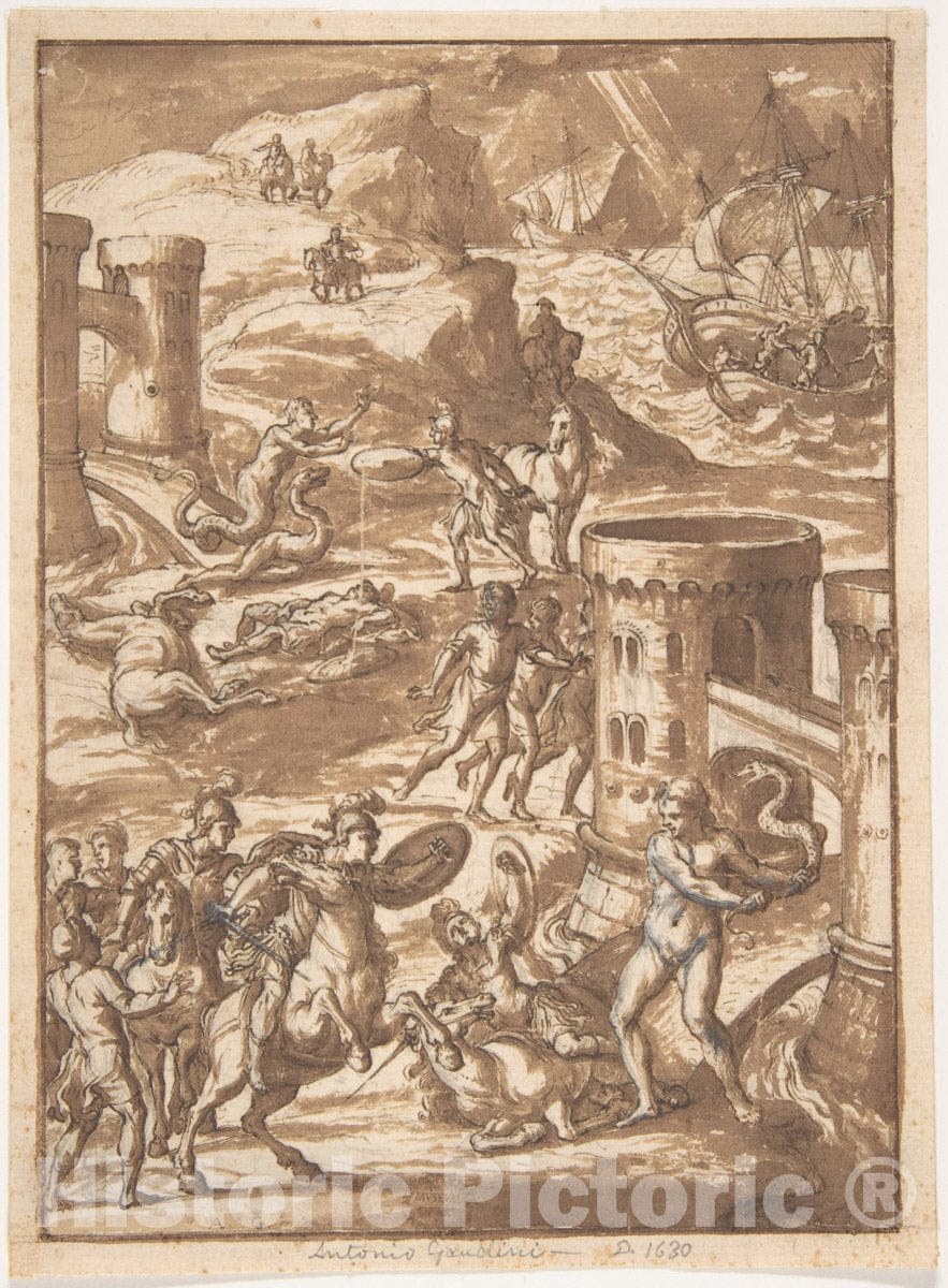 Art Print : Antonio Gandini - Mythological Scene : Vintage Wall Art