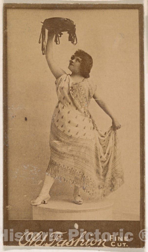 Photo Print : Actress with Tambourine, from The Actresses Series (N664) Promoting Old Fashion Fine Cut Tobacco : Vintage Wall Art