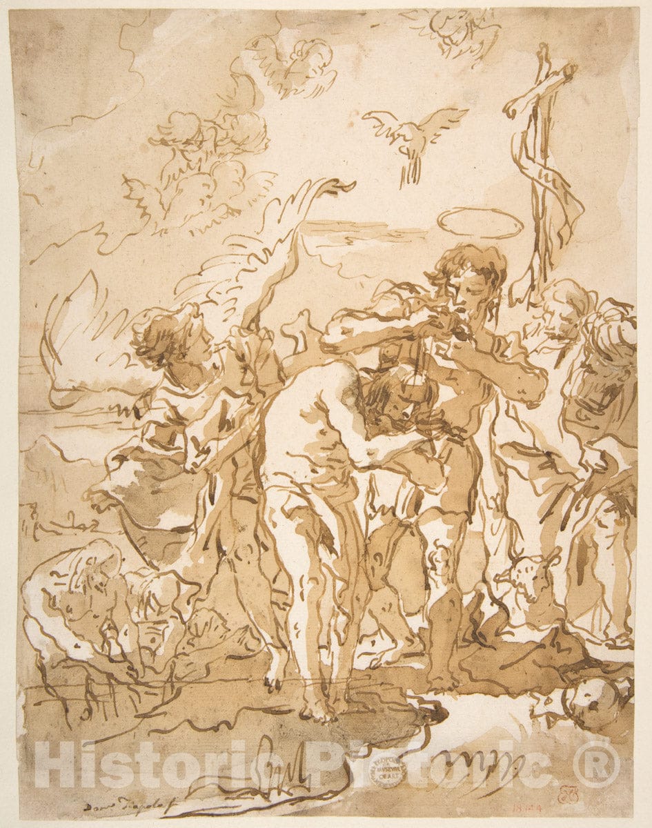 Art Print : Giovanni Domenico Tiepolo - The Baptism of Christ : Vintage Wall Art