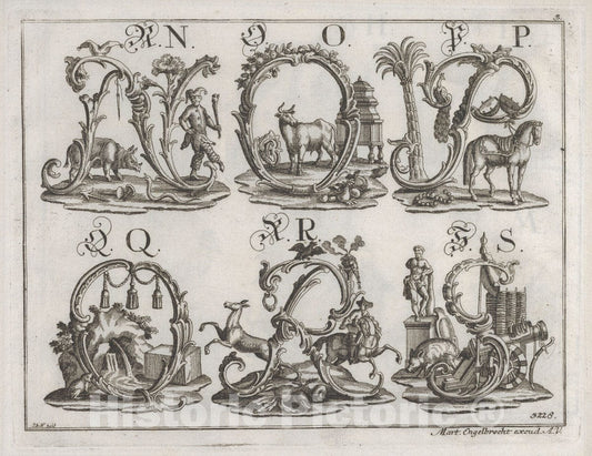 Art Print : Johann David Nessenthaler - Decorated Roman Alphabet 1 : Vintage Wall Art