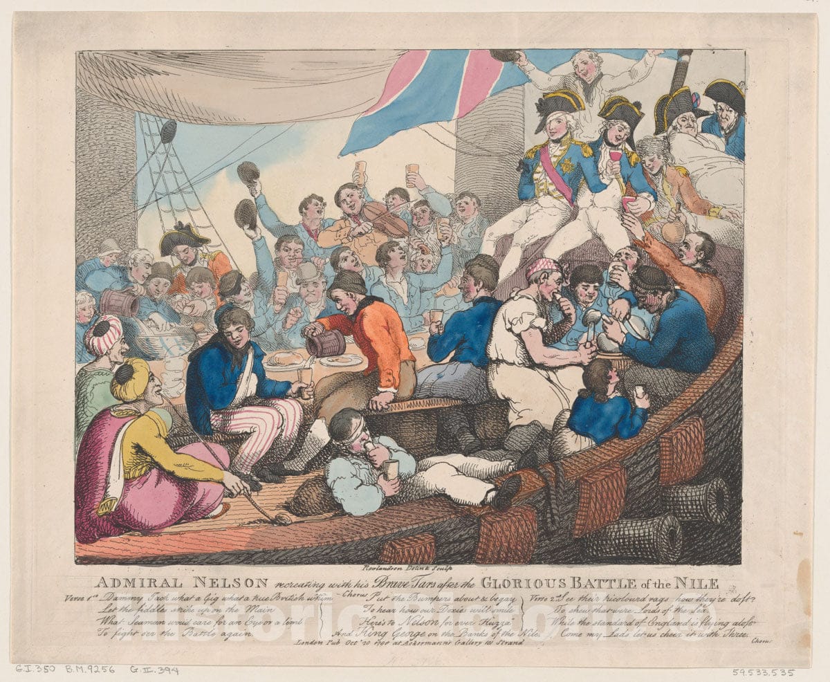 Art Print : Thomas Rowlandson - Admiral Nelson Recreating with his Brave Tars After The Glorious Battle of The Nile : Vintage Wall Art