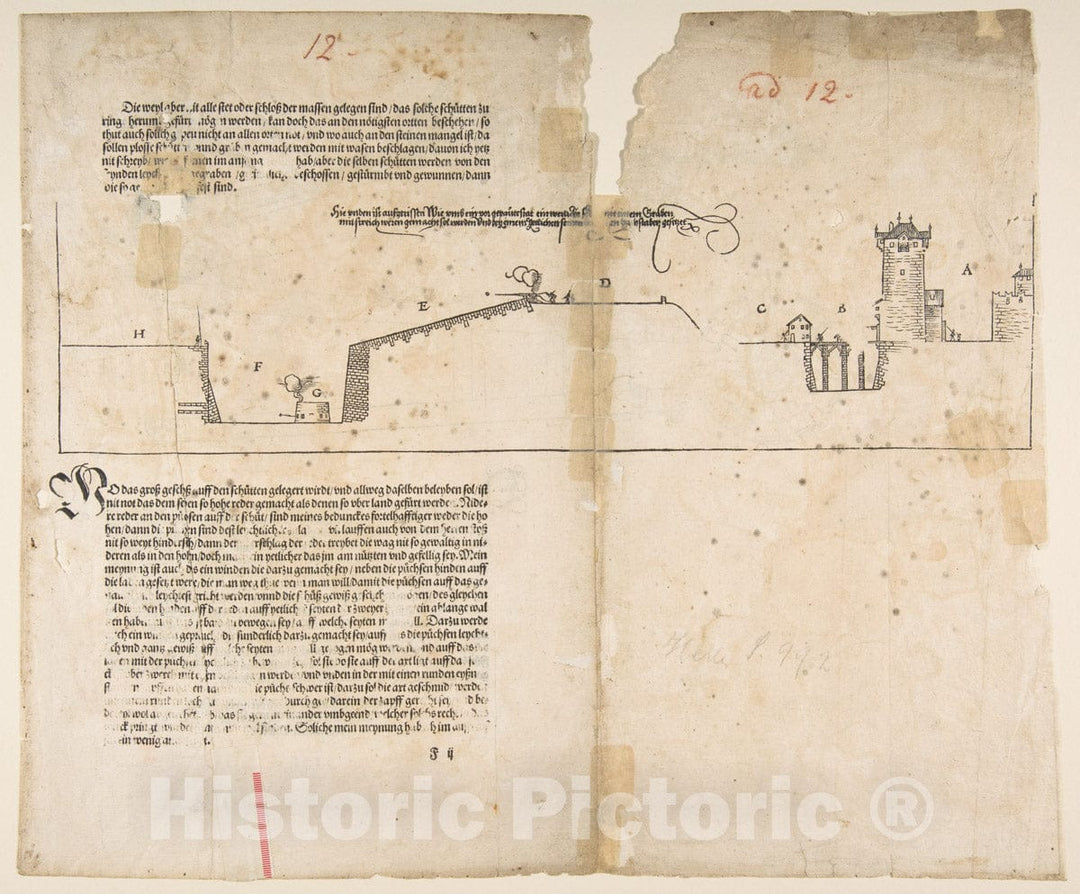 Art Print : Albrecht Dürer - Last Illustration from Dürers Treatise on Fortification, Nuremberg, 1527 : Vintage Wall Art