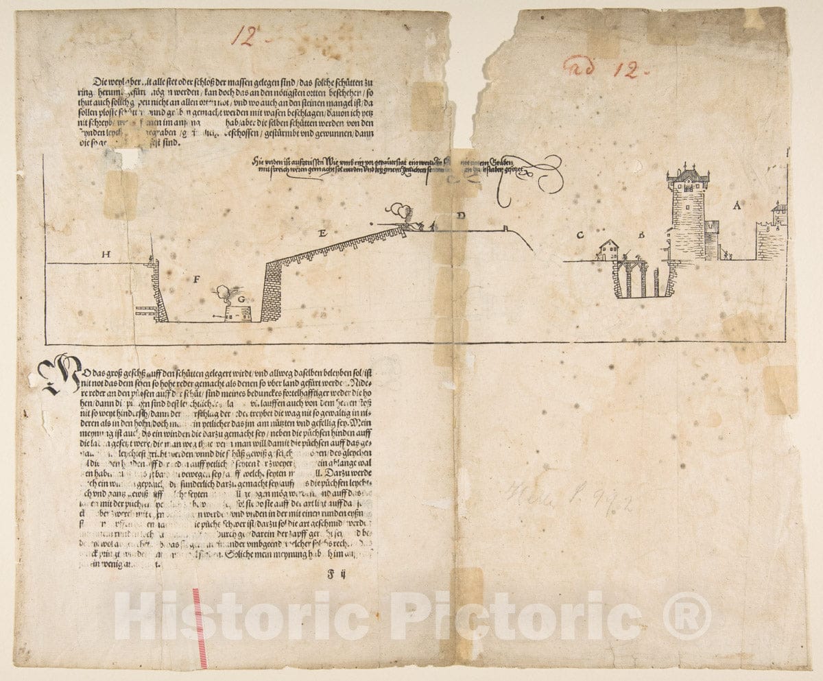 Art Print : Albrecht Dürer - Last Illustration from Dürers Treatise on Fortification, Nuremberg, 1527 : Vintage Wall Art