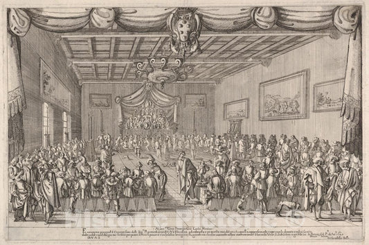 Art Print : Banquet of The Piacevoli - Artist: Stefano Della Bella - Created: 1627 : Vintage Wall Art