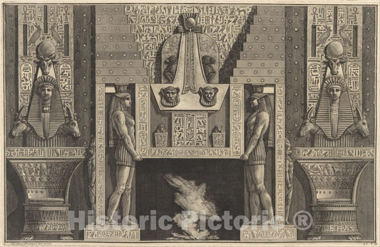 Art Print : Chimneypiece in The Egyptian Style - Artist: Giovanni Battista Piranesi - Created: 1769 1 : Vintage Wall Art