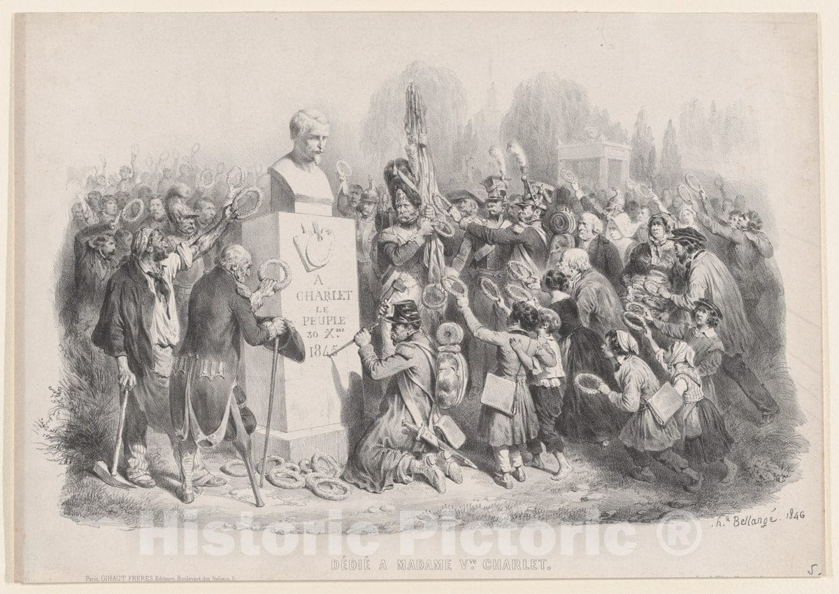 Art Print : Hippolyte Bellangé - Dedicated to Madame Vve. Charlet : Vintage Wall Art