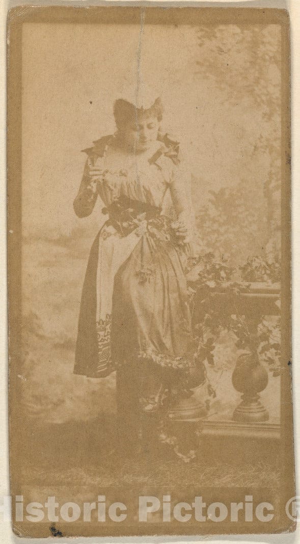 Photo Print : Actress Seated on Prop Balustrade, from The Actresses Series (N668) : Vintage Wall Art