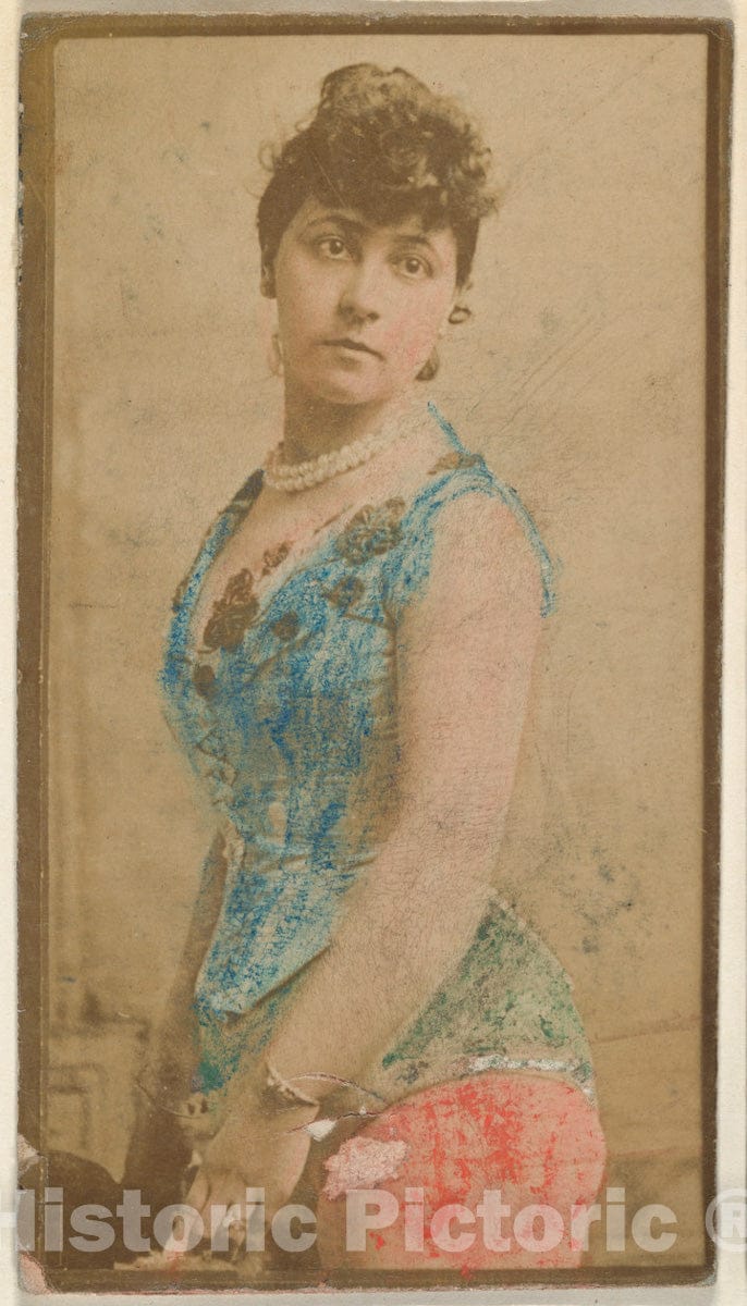 Photo Print : Actress Wearing Hand-Colored Blue Bodice, from The Actresses Series (N668) : Vintage Wall Art