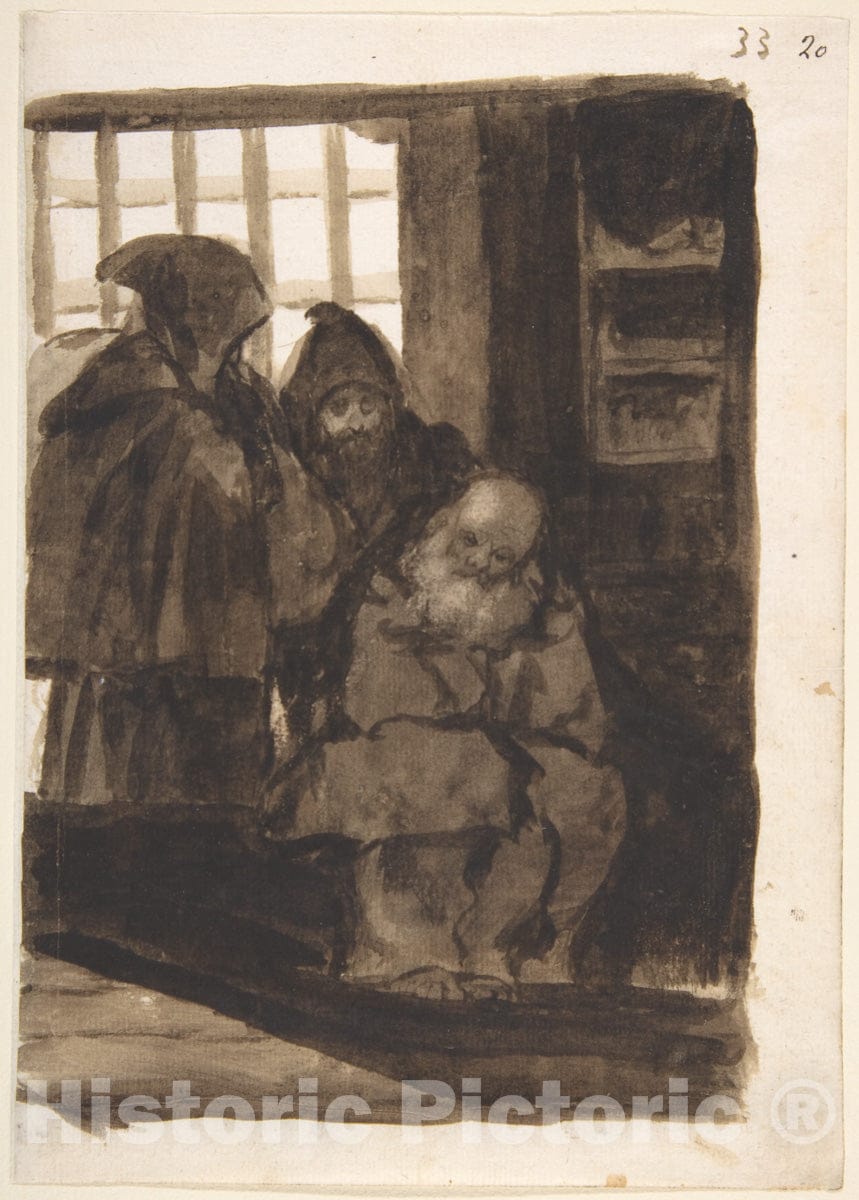 Art Print : Goya - Monks in an Interior; Images of Spain Album (F), Page 33 : Vintage Wall Art