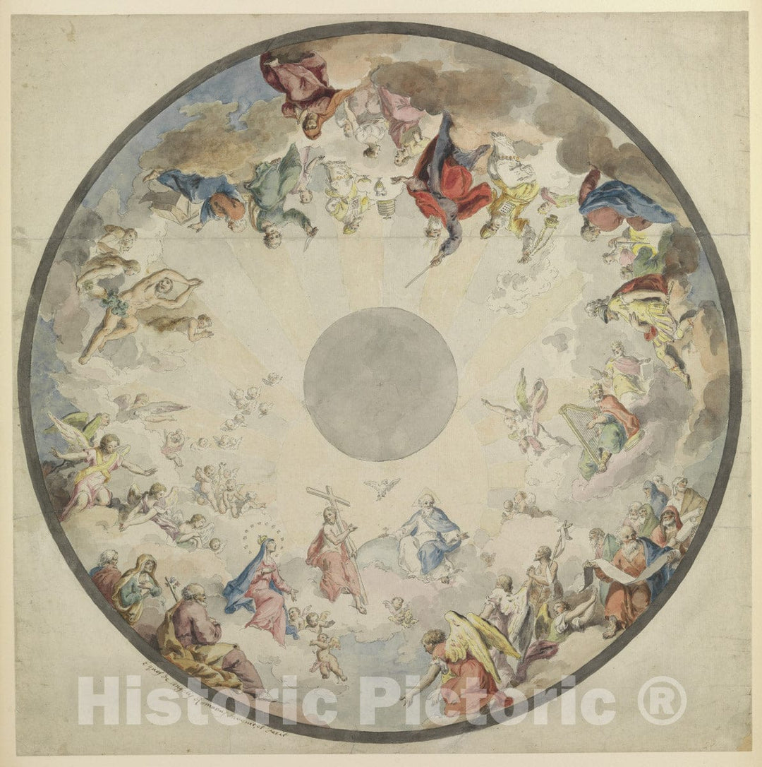 Art Print : Domenico de Angelis - Design for a Cupola with Old and New Testament Figures : Vintage Wall Art