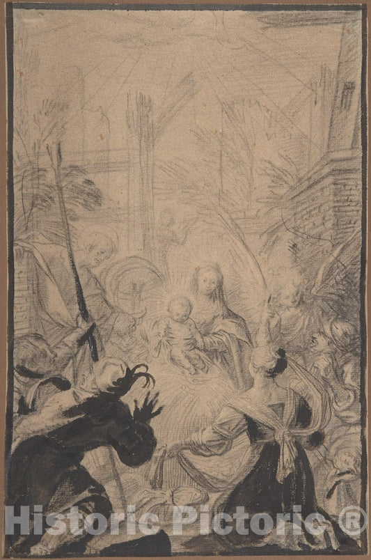 Art Print : Claude Vignon - Adoration of The Shepherds : Vintage Wall Art