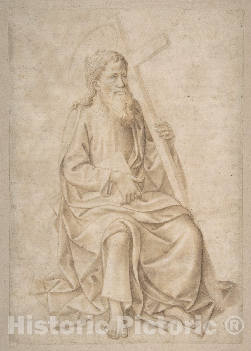 Art Print : Pesellino (Francesco di Stefano) - Saint Philip Seated, Holding a Book and a Cross : Vintage Wall Art